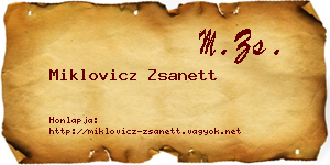 Miklovicz Zsanett névjegykártya